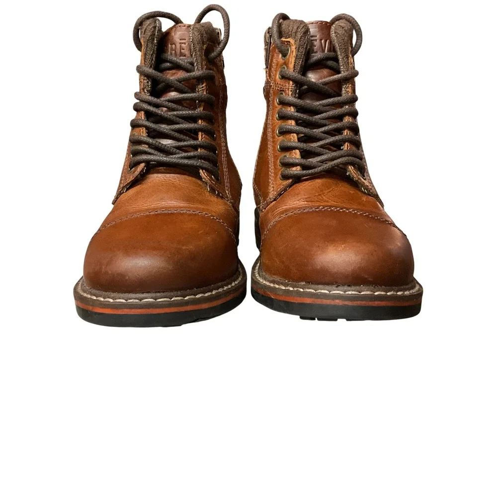 Crevo Men's Camden Lace Up Leather Outdoor Casual Work Ankle Boots Brown Size 8